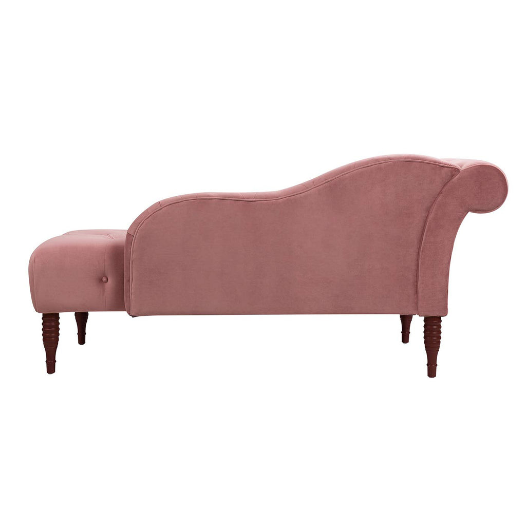Ash Rose Pink Velvet Tufted Roll Arm Chaise Lounge B258