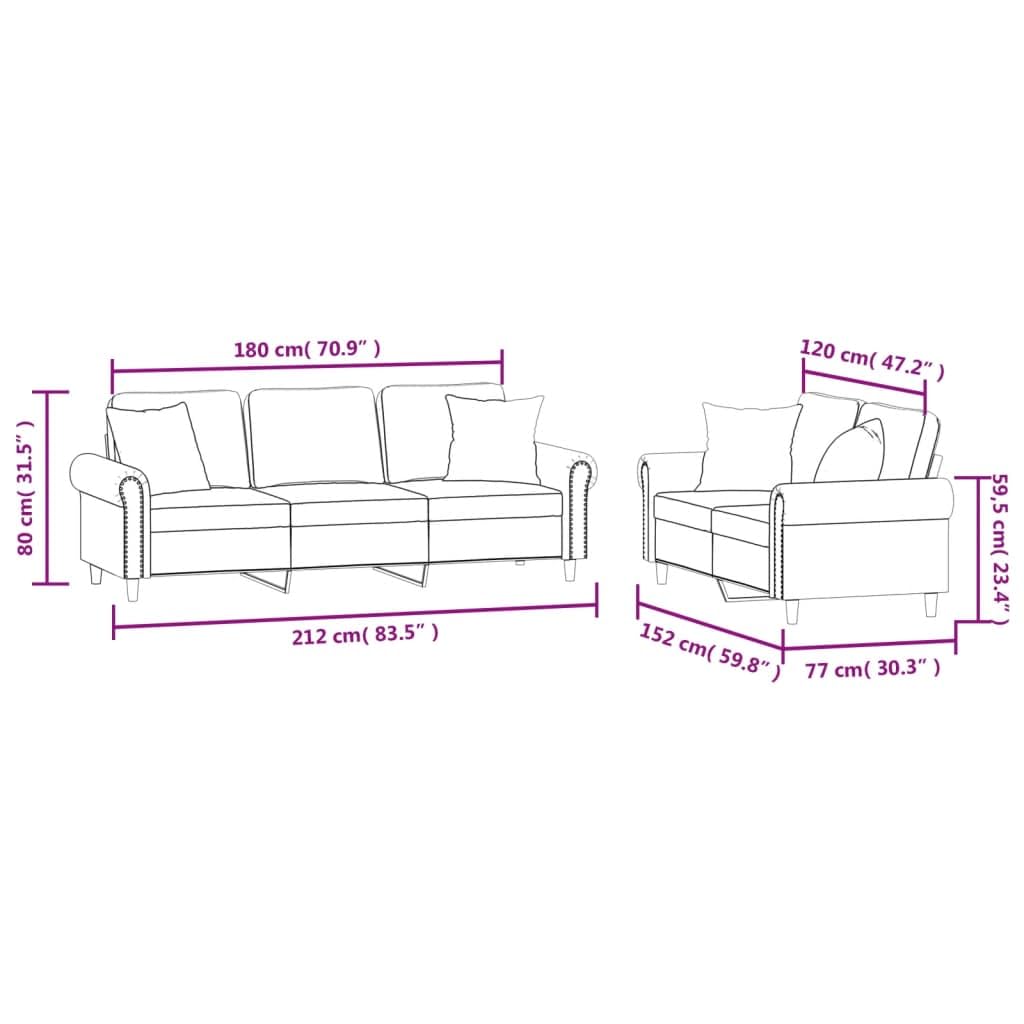 Light Gray Velvet 2 Piece Sofa Set W111219