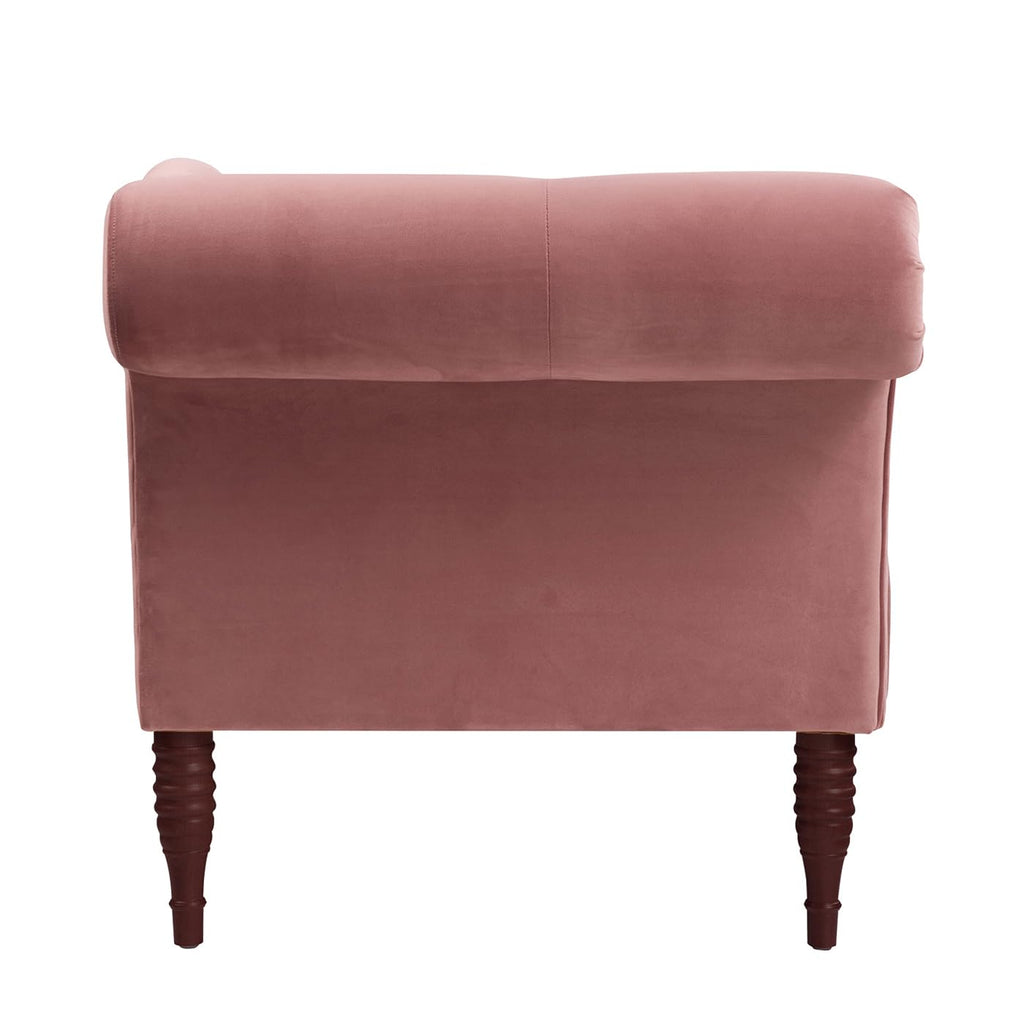 Ash Rose Pink Velvet Tufted Roll Arm Chaise Lounge B258