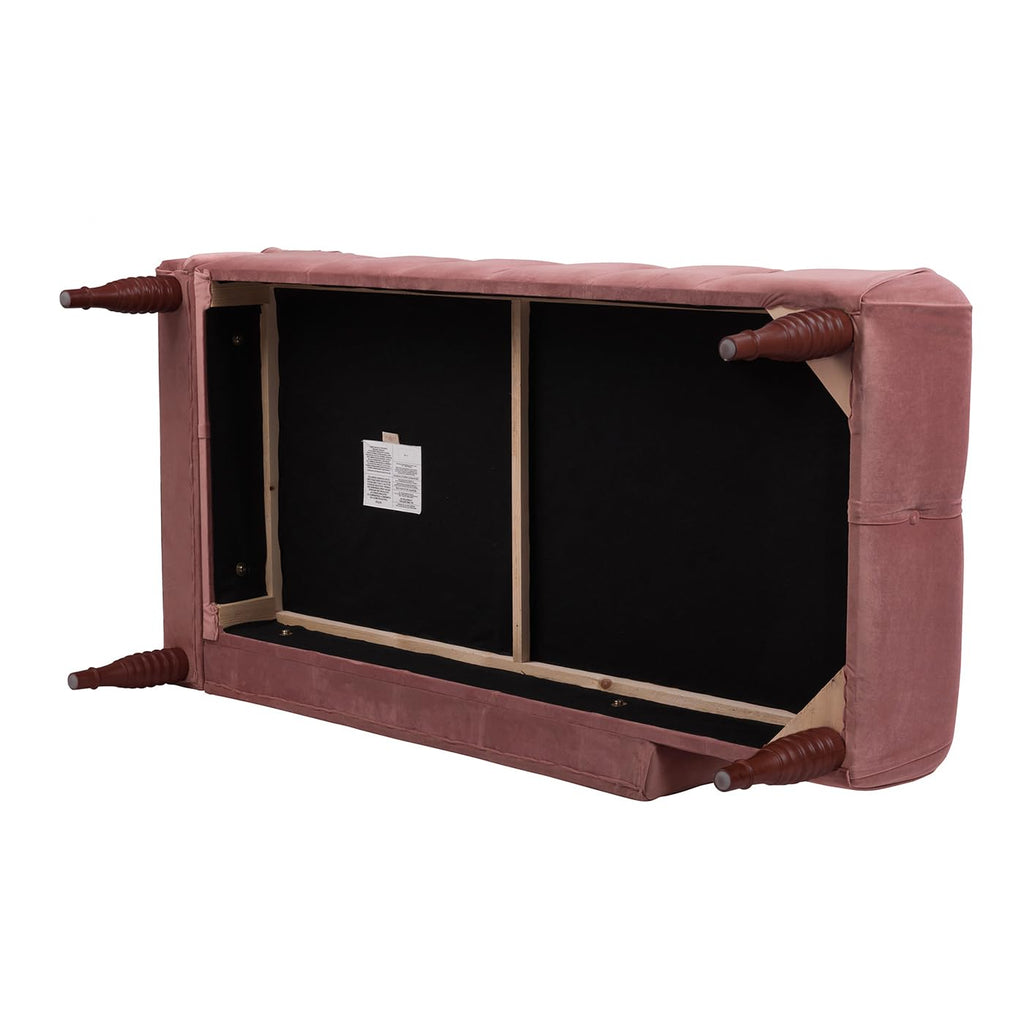 Ash Rose Pink Velvet Tufted Roll Arm Chaise Lounge B258