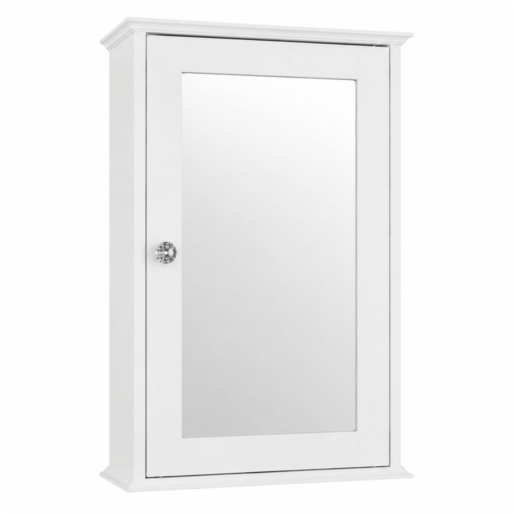 White Mirrored Medicine Cabinet with Single Door and 2 Adjustable Shelves P180009