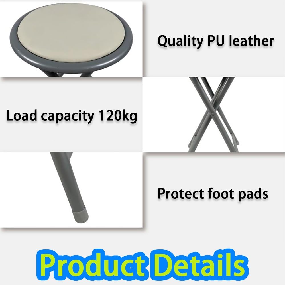 18 Inch Folding Bar Stool 2 Pcs with Footrest Black Y666337
