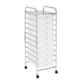 10 Drawer Mobile Cart White Chrome V8613