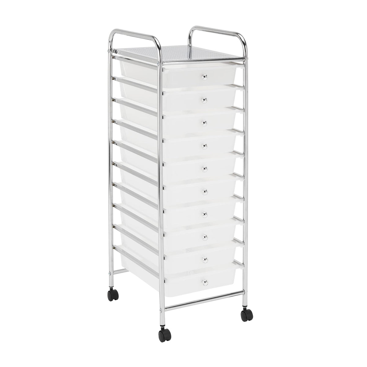 10 Drawer Mobile Cart White Chrome V8613