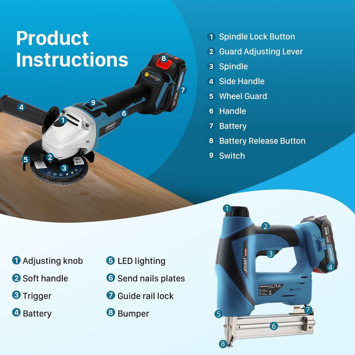 2-in-1 Cordless Nail Gun with Angle Grinder L312