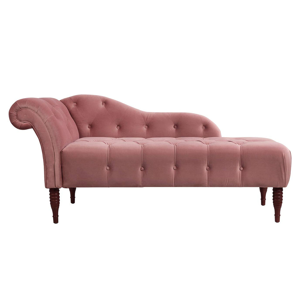 Ash Rose Pink Velvet Tufted Roll Arm Chaise Lounge B258