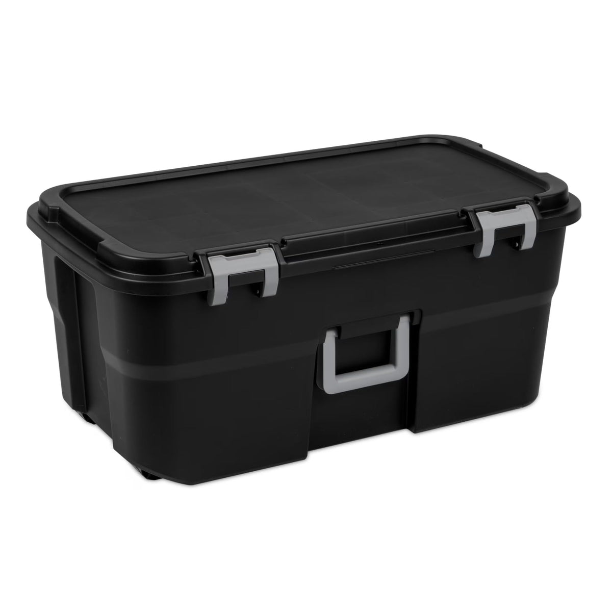 Black 22 Gallon Wheeled Plastic Footlocker V912979