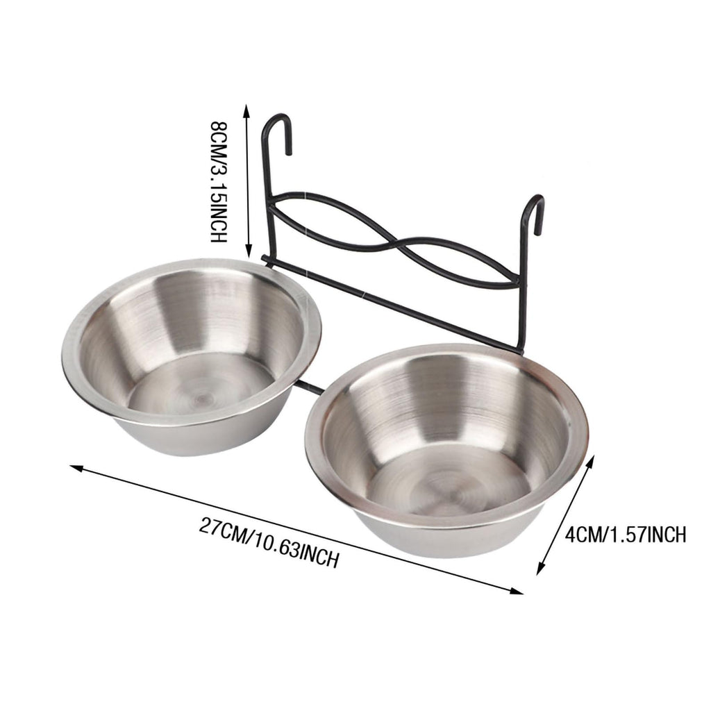 Stainless Steel Hanging Pet Bowls, 2 Bowls 1 Hook E8219