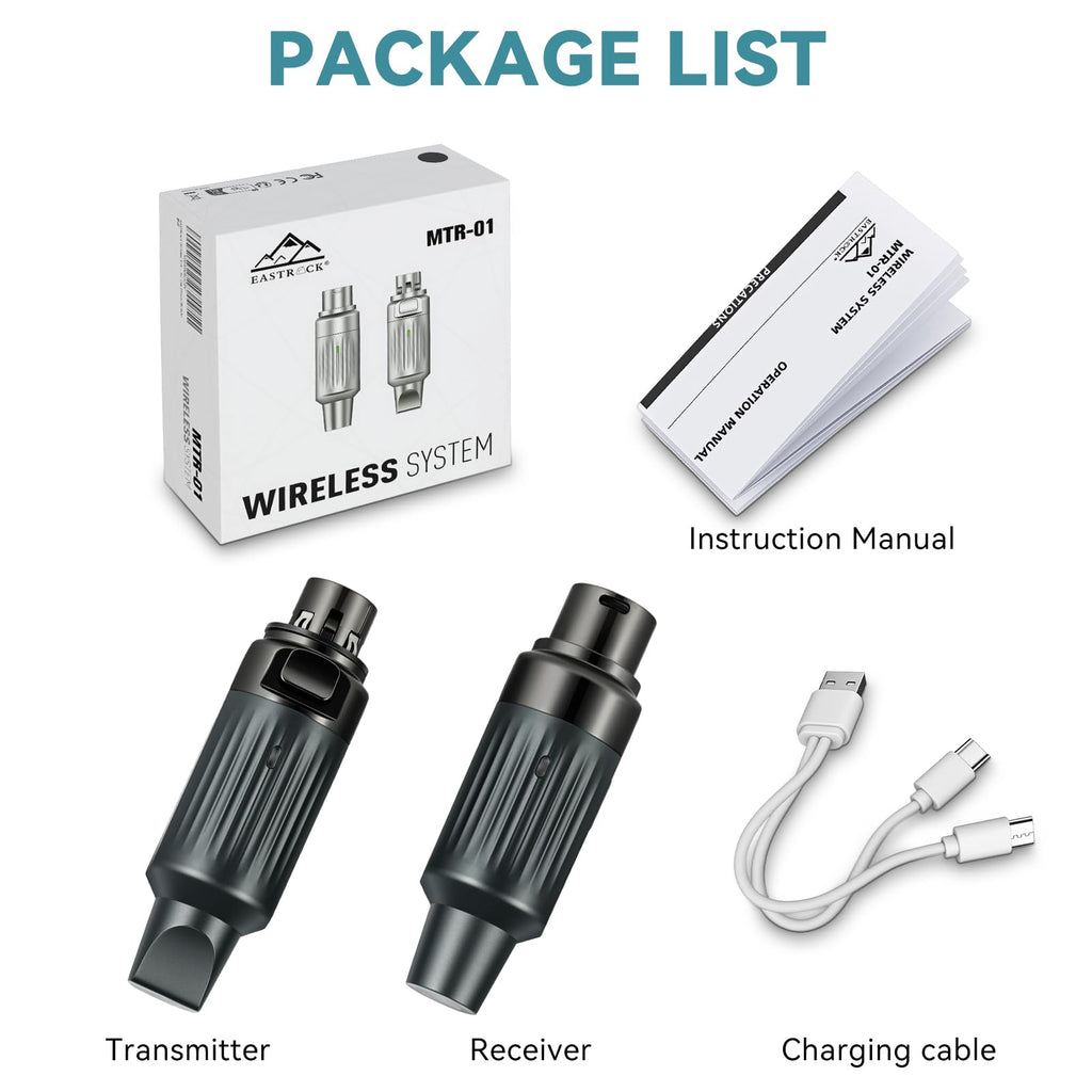 Wireless XLR Transmitter and Receiver for Microphones, 7-Channels 130ft Range, 2.4GHz Auto-Sync, Black P28948