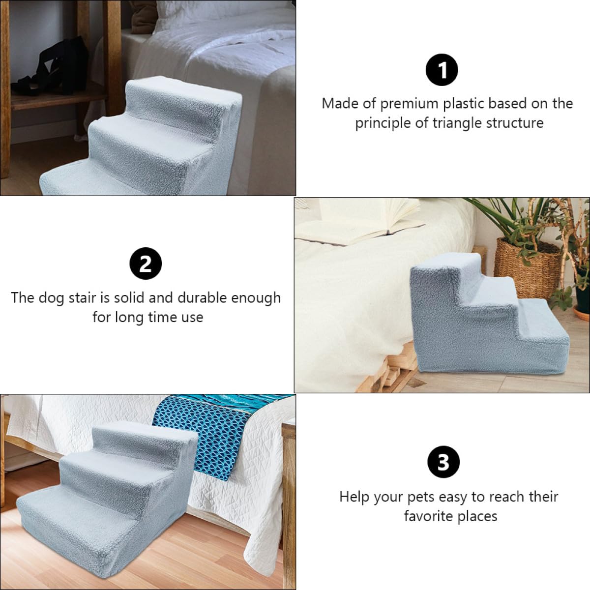 Gray Non-Slip Pet Stairs M866