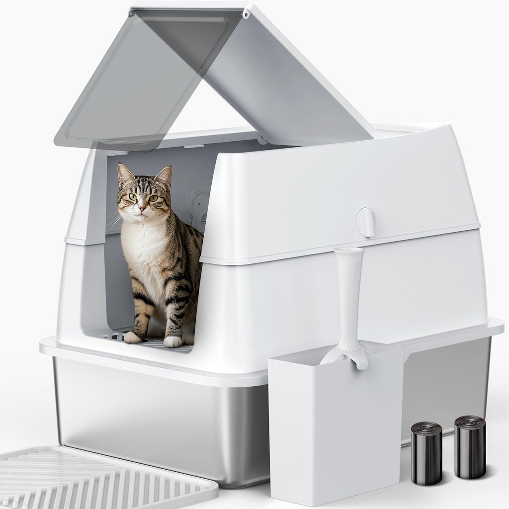 XL Stainless Steel Litter Box with Lid D88536