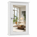 White Mirrored Medicine Cabinet with Single Door and 2 Adjustable Shelves P180009
