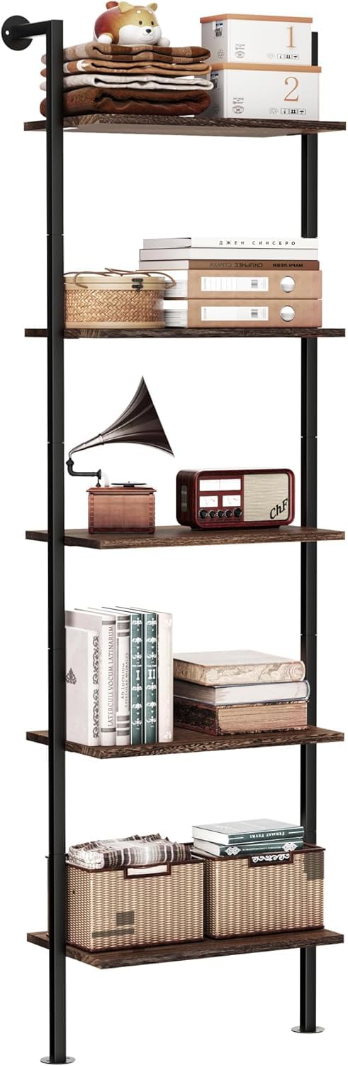 5-Tier Solid Wood Ladder Bookshelf J741730