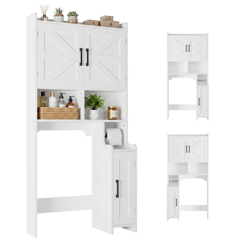 White Over The Toilet Storage Cabinet with Adjustable Shelves A169871