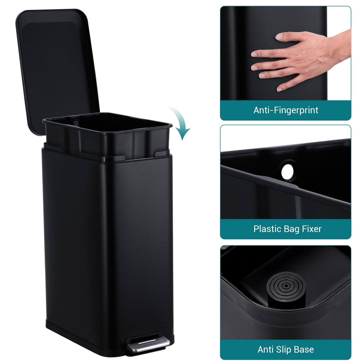 13.2 gal Stainless Steel Trash Can T9281