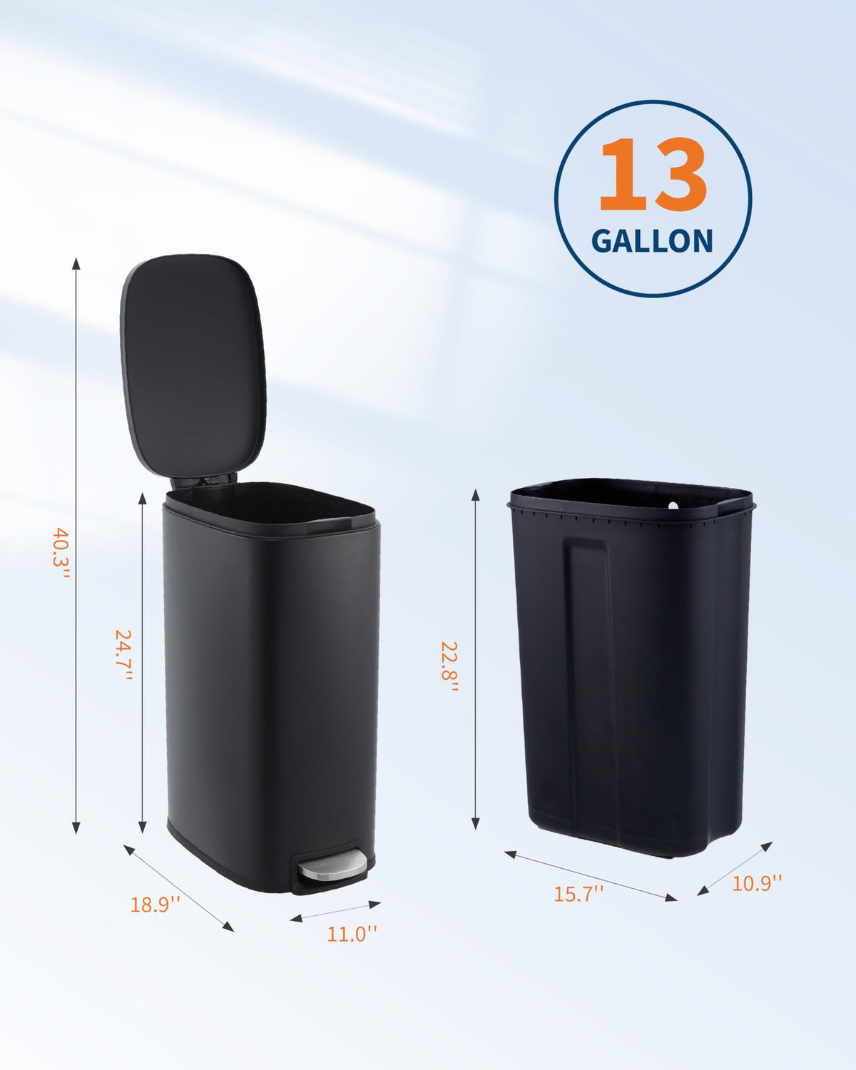 13.2 gal Slim Step Trash Can H95391