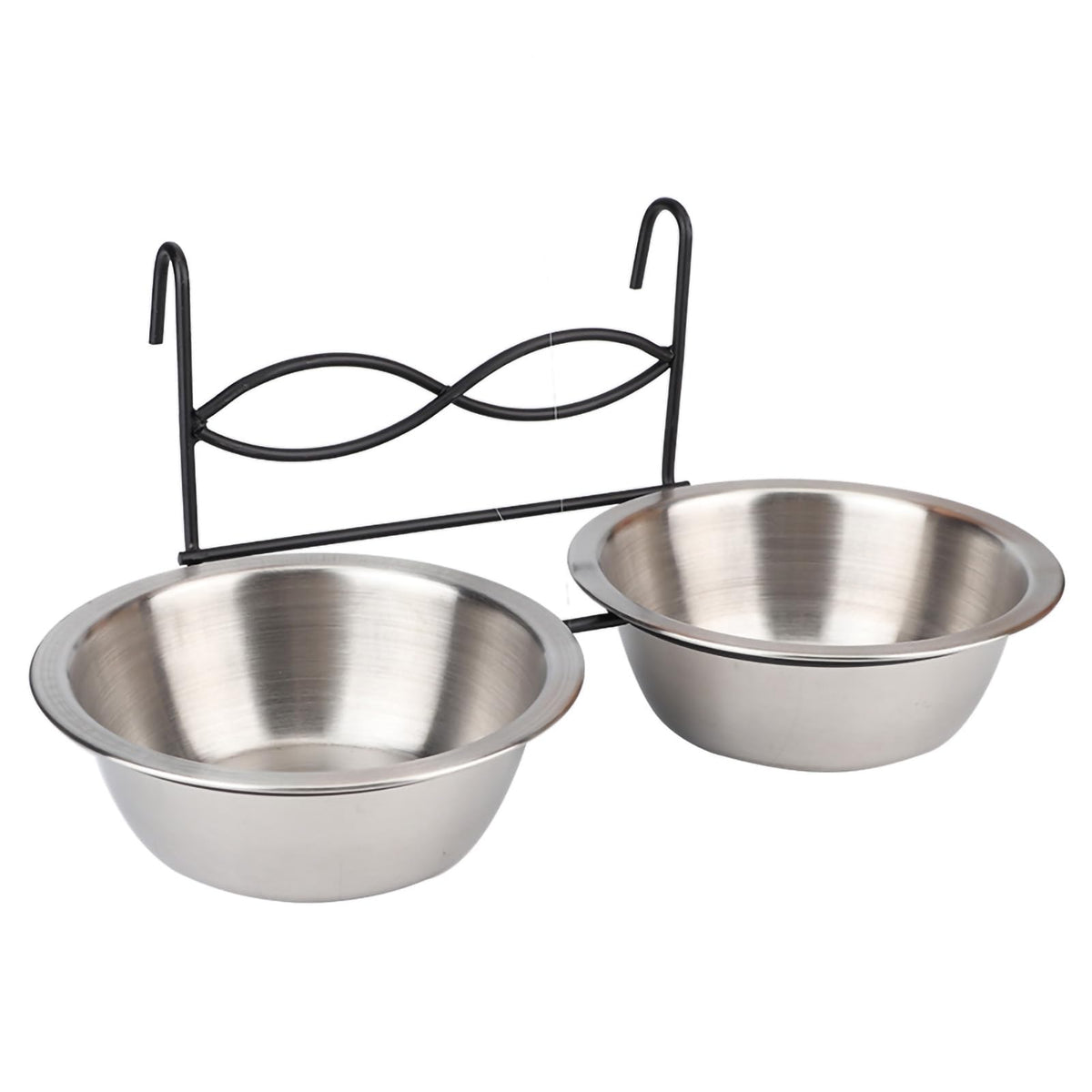 Stainless Steel Hanging Pet Bowls, 2 Bowls 1 Hook E8219