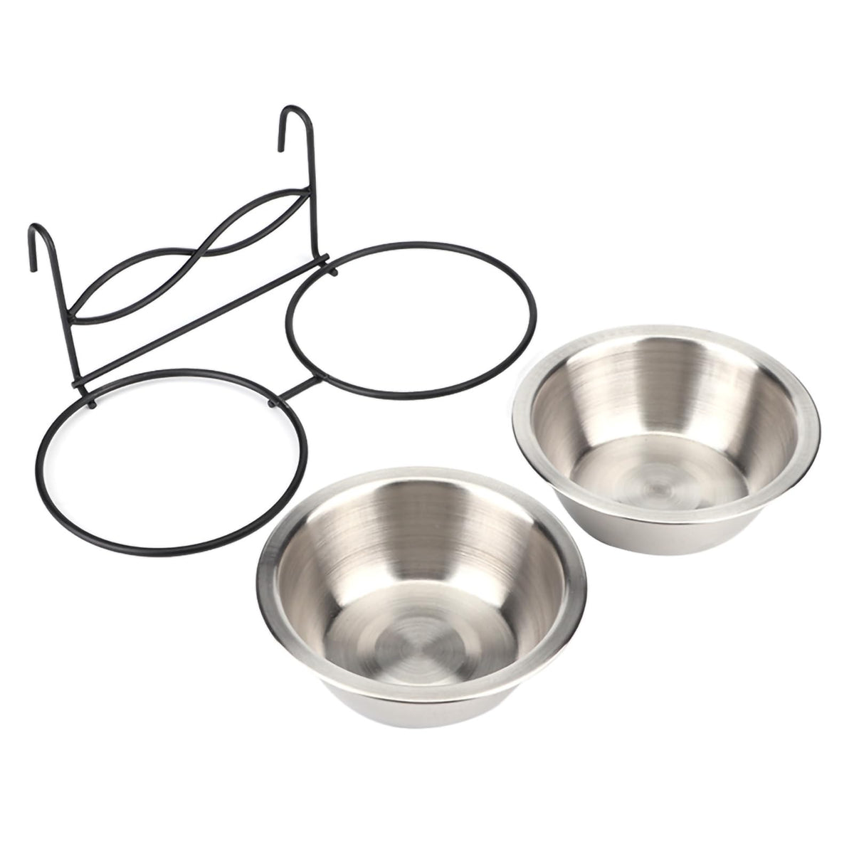 Stainless Steel Hanging Pet Bowls, 2 Bowls 1 Hook E8219