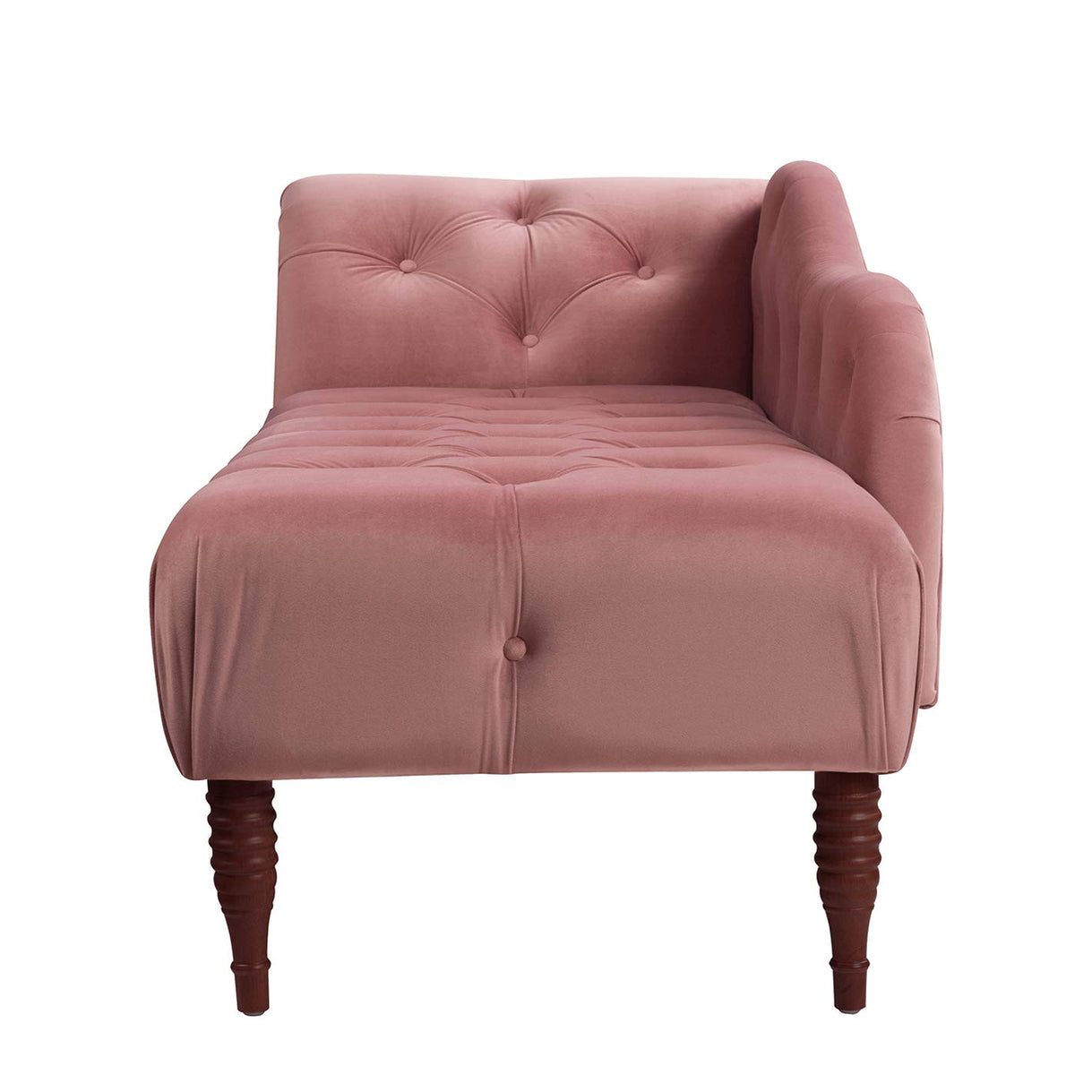 Ash Rose Pink Velvet Tufted Roll Arm Chaise Lounge B258