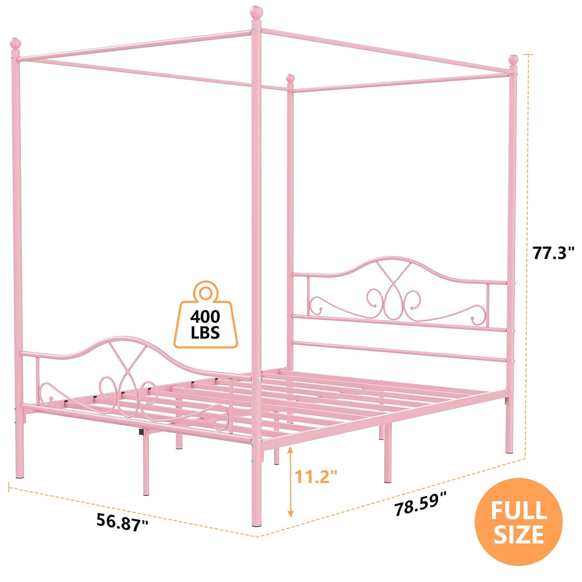 Full Size Canopy Bed Frame with 4 Posters G927
