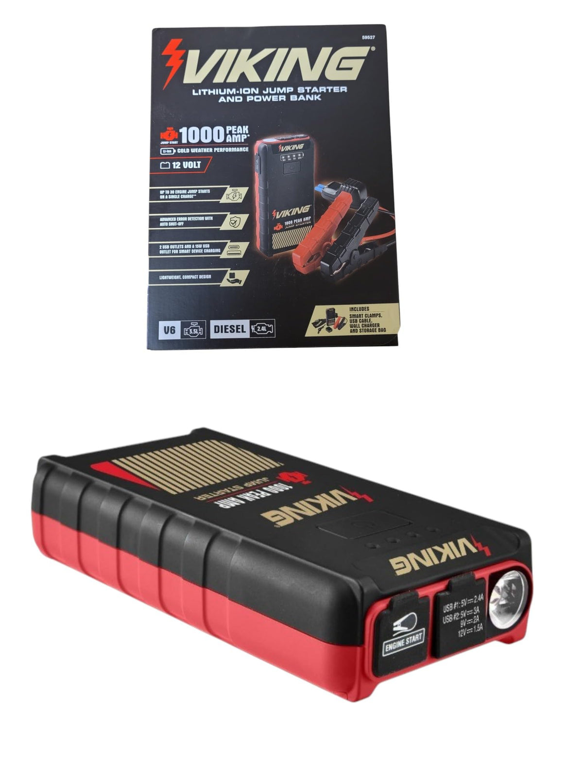 1000 Peak amp Lithium-ion Jump Starter and Power Bank S48425