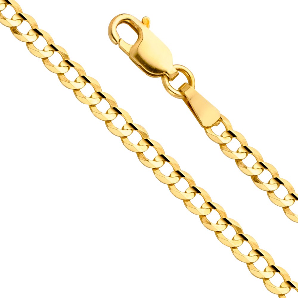 14k Yellow White Two Tone Gold Cuban Concave Curb Chain Necklace Bracelet O824