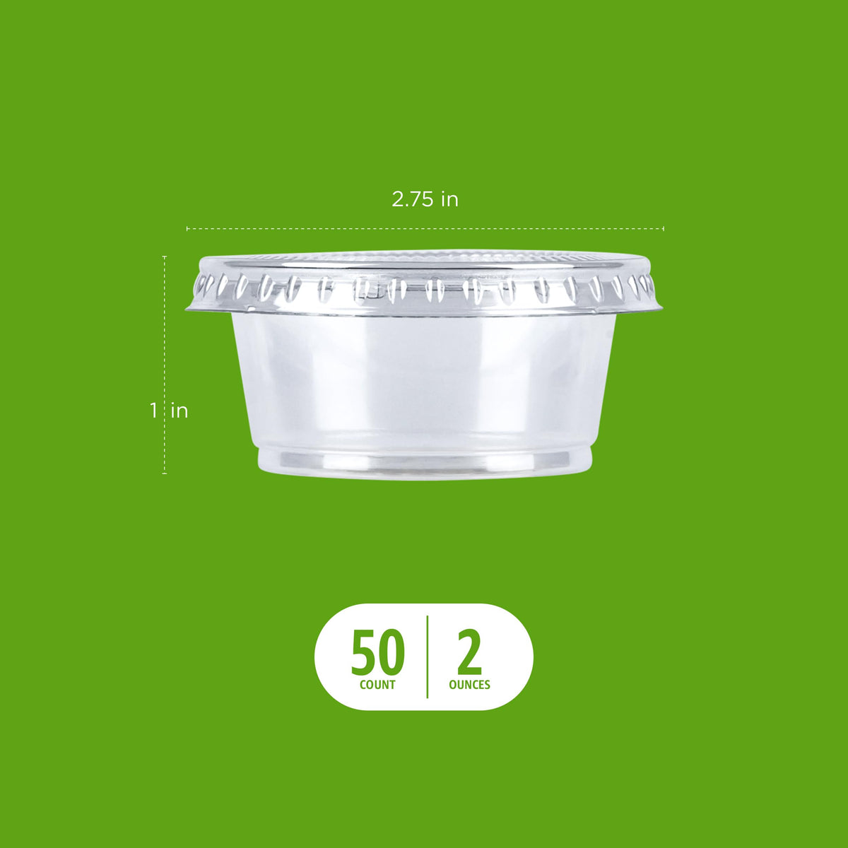 2oz 50 Count BPA Free Disposable Plastic To-Go Cups and Lids O42701