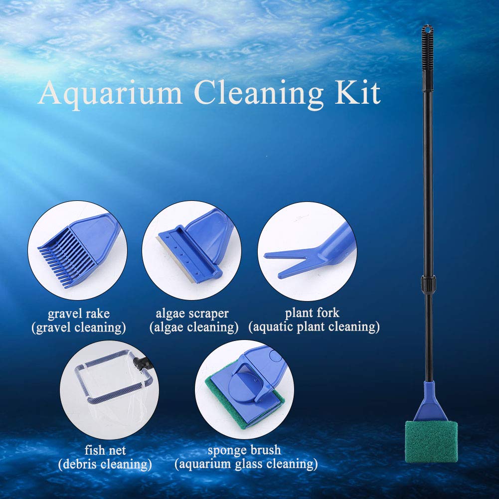 Aquarium Cleaning Kit 5 in 1 Fish Tank Brush Gravel Cleaner L692556