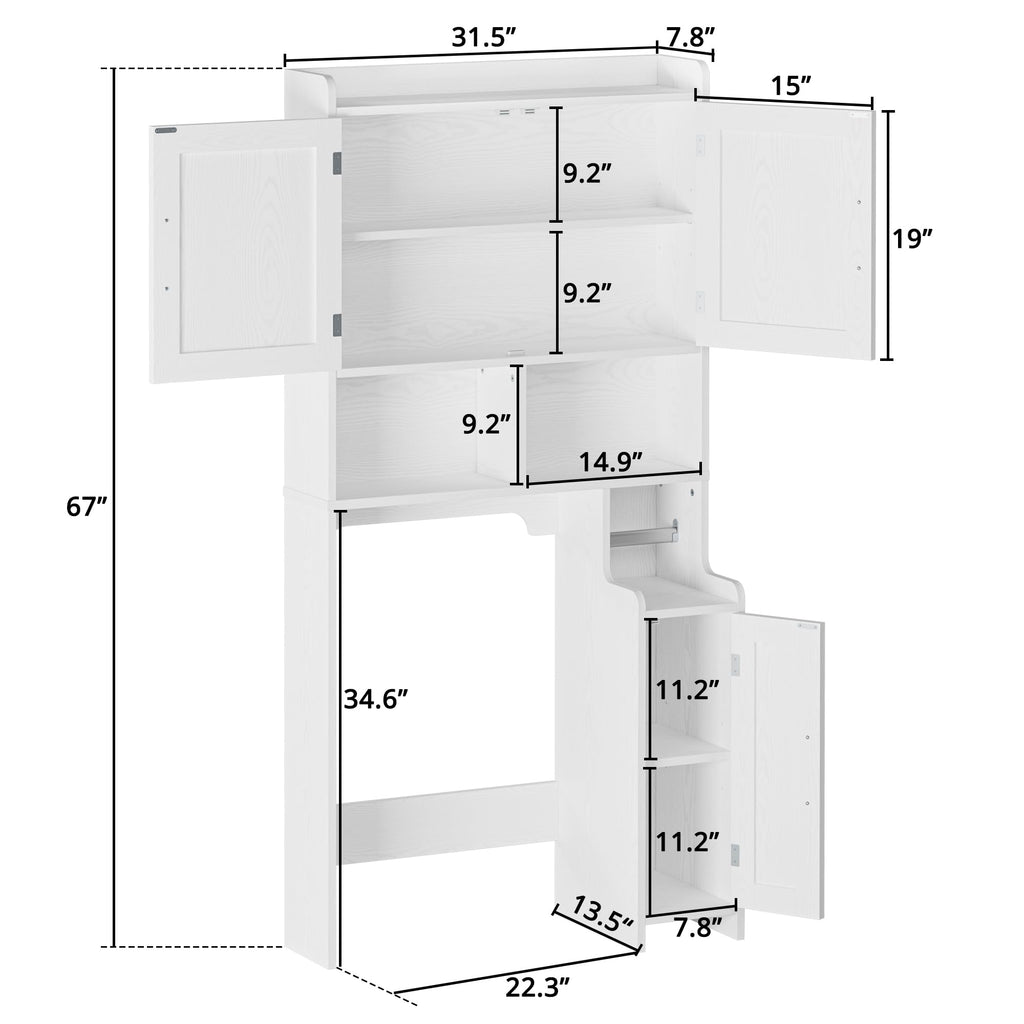 White Over The Toilet Storage Cabinet with Adjustable Shelves A169871