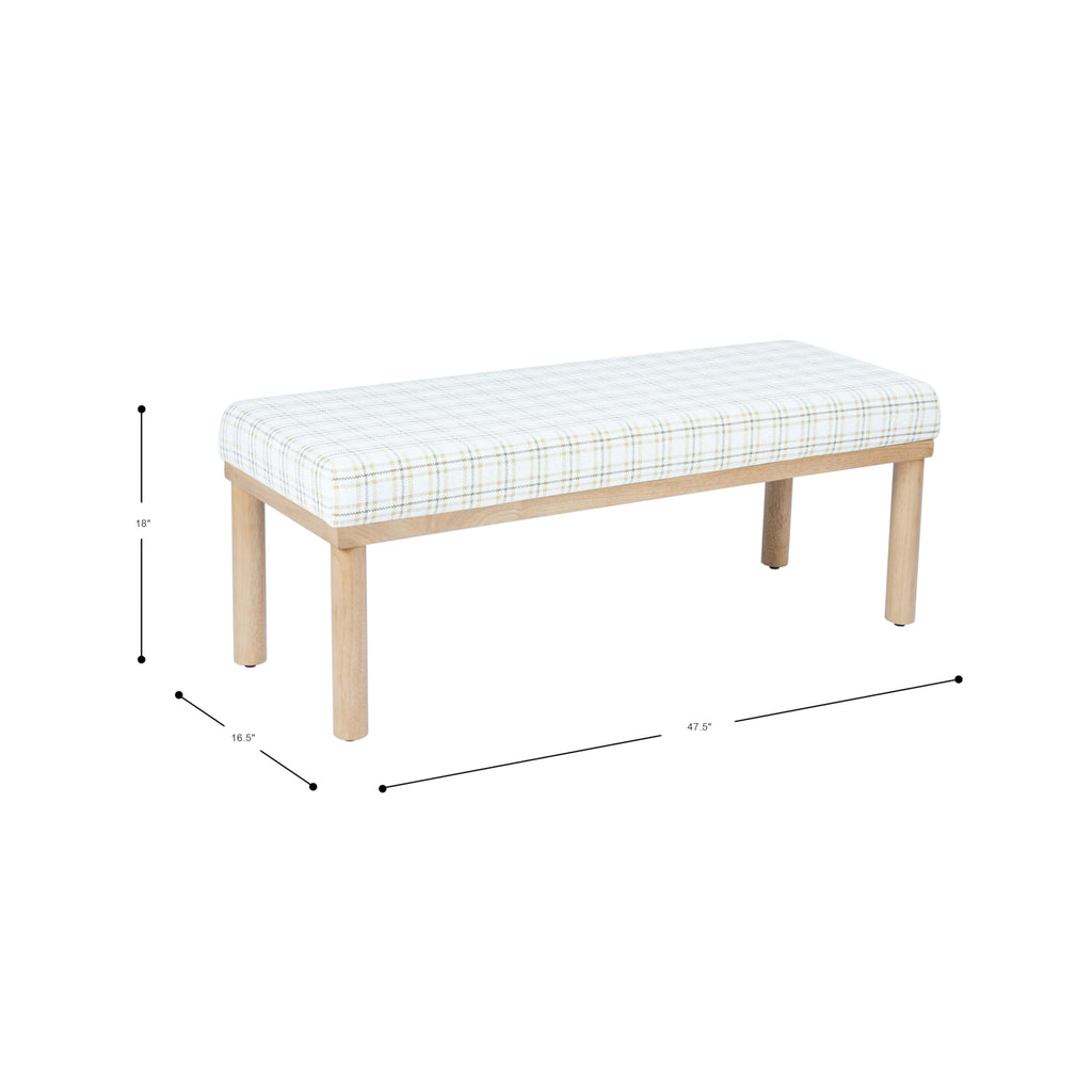 Natural Plaid Woven Fabric Bench F523