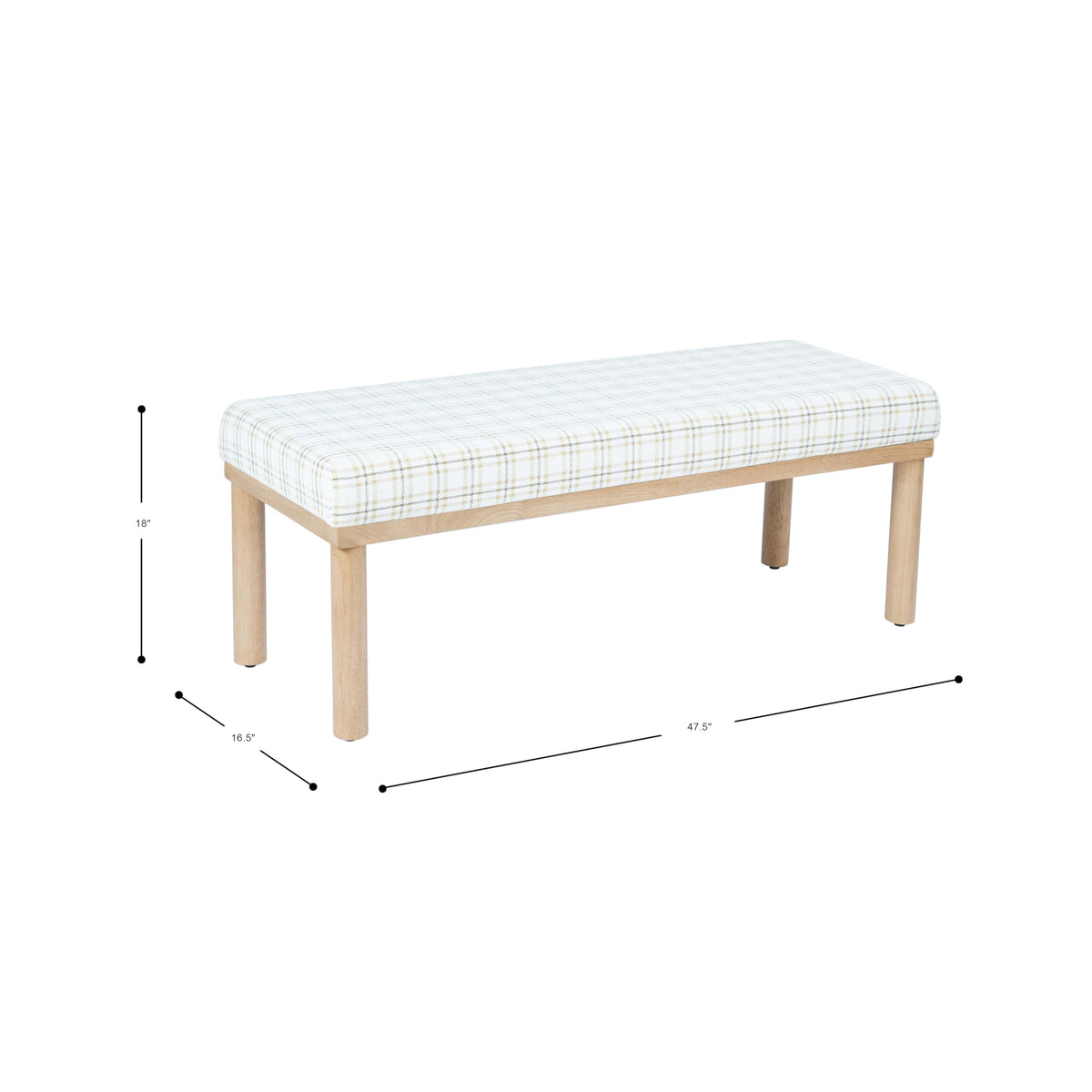 Natural Plaid Woven Fabric Bench F523