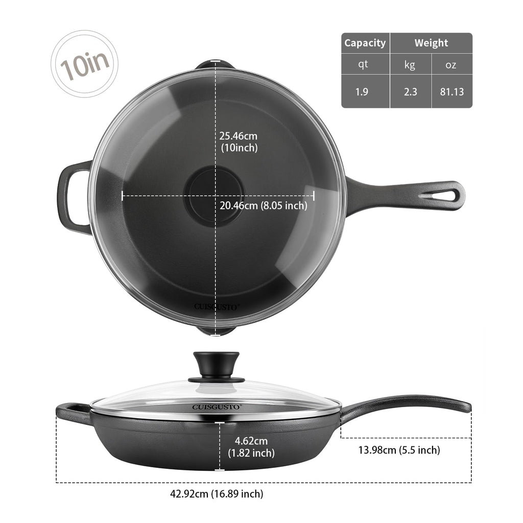 10 Inch Pre-Seasoned Cast Iron Skillet with Lid K399661