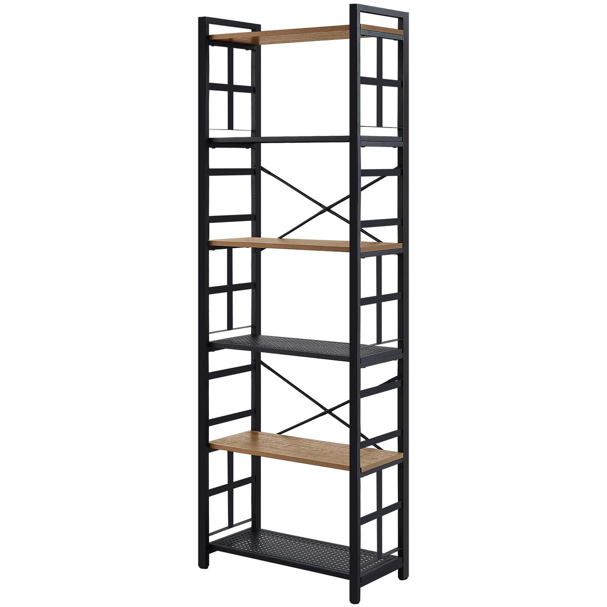 6 Tier 70 inch Tall Brown Bookshelf A205