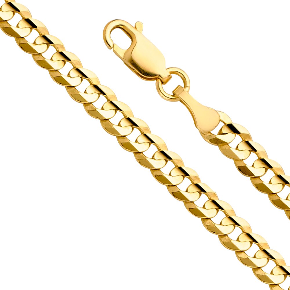 14k Yellow White Two Tone Gold Cuban Concave Curb Chain Necklace Bracelet O824