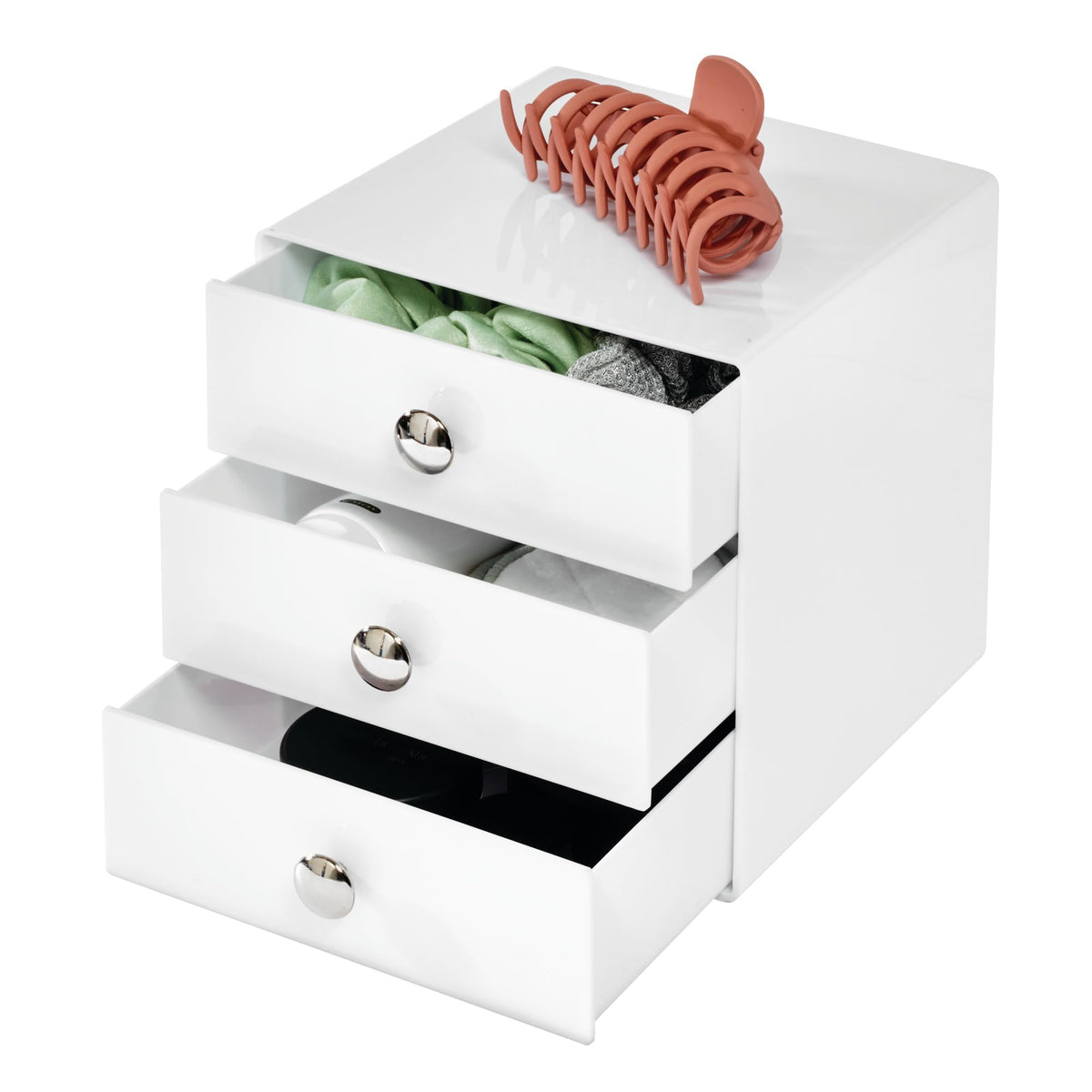 3-Drawer Plastic Vanity Organizer Set White Q37521