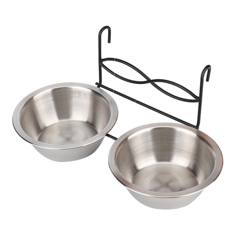 Stainless Steel Hanging Pet Bowls, 2 Bowls 1 Hook E8219
