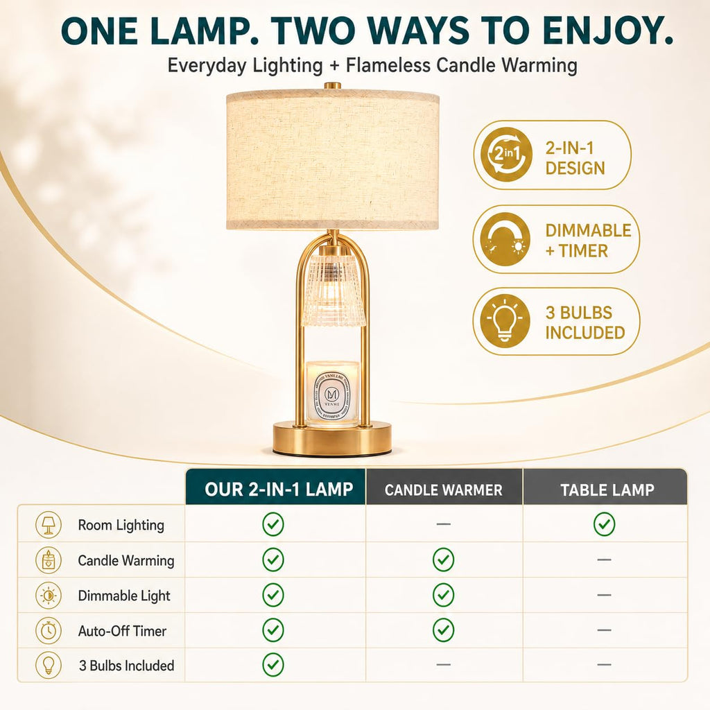 2 in 1 Gold Candle Warmer and Table Lamp N87367