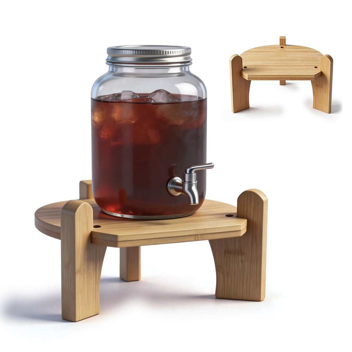 Beverage Dispenser with Bamboo Stand X4819
