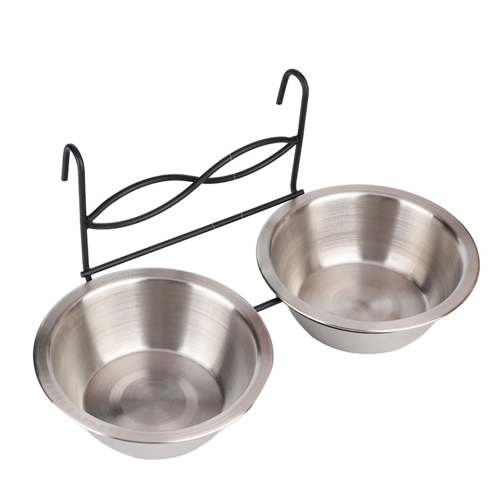 Stainless Steel Hanging Pet Bowls, 2 Bowls 1 Hook E8219
