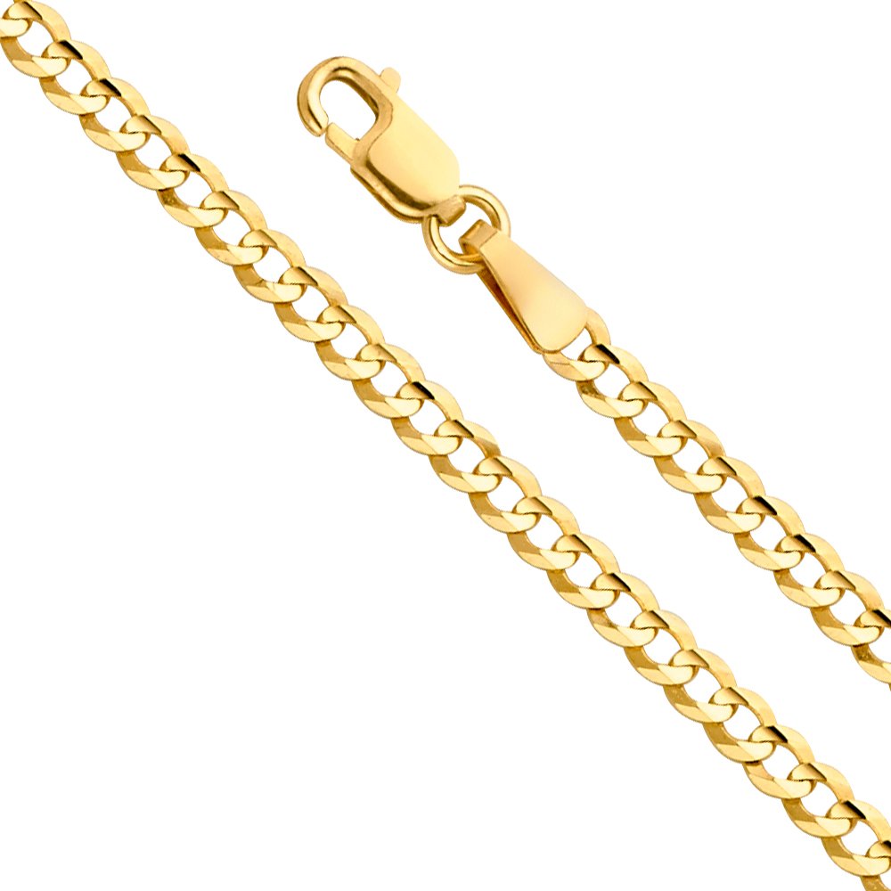 14k Yellow White Two Tone Gold Cuban Concave Curb Chain Necklace Bracelet O824