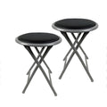 18 Inch Folding Bar Stool 2 Pcs with Footrest Black Y666337