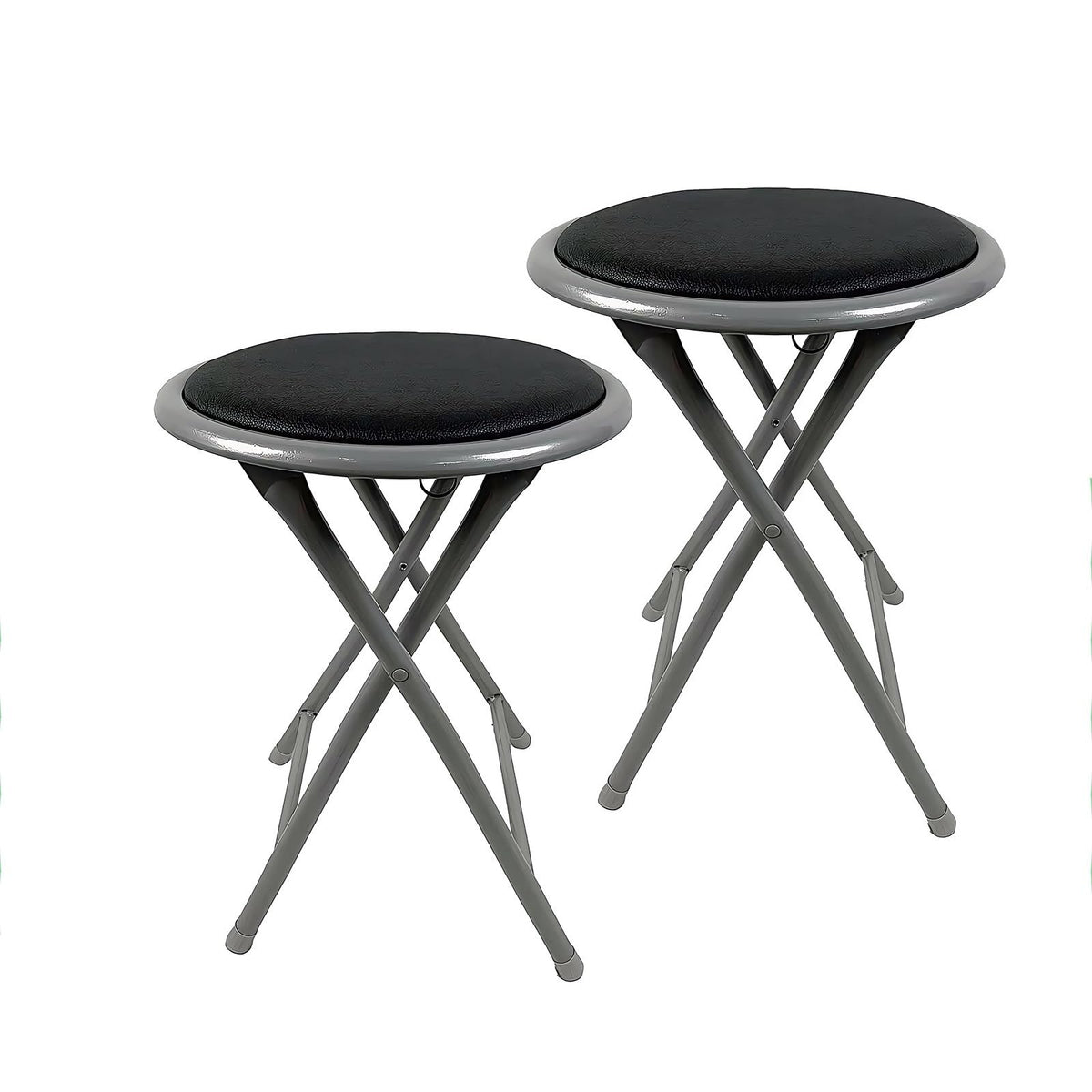 18 Inch Folding Bar Stool 2 Pcs with Footrest Black Y666337