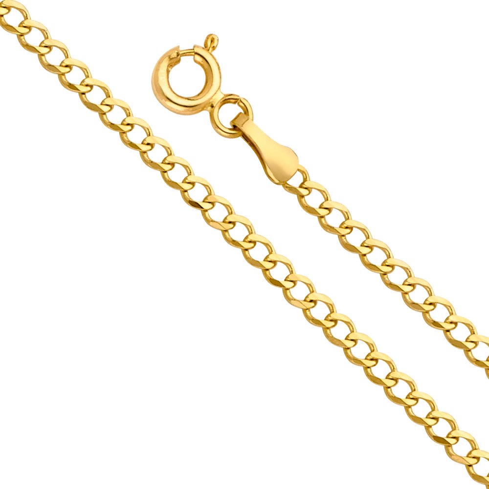 14k Yellow White Two Tone Gold Cuban Concave Curb Chain Necklace Bracelet O824