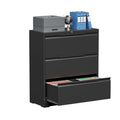Black 3 Drawer Lockable Metal Lateral File Cabinet S192604