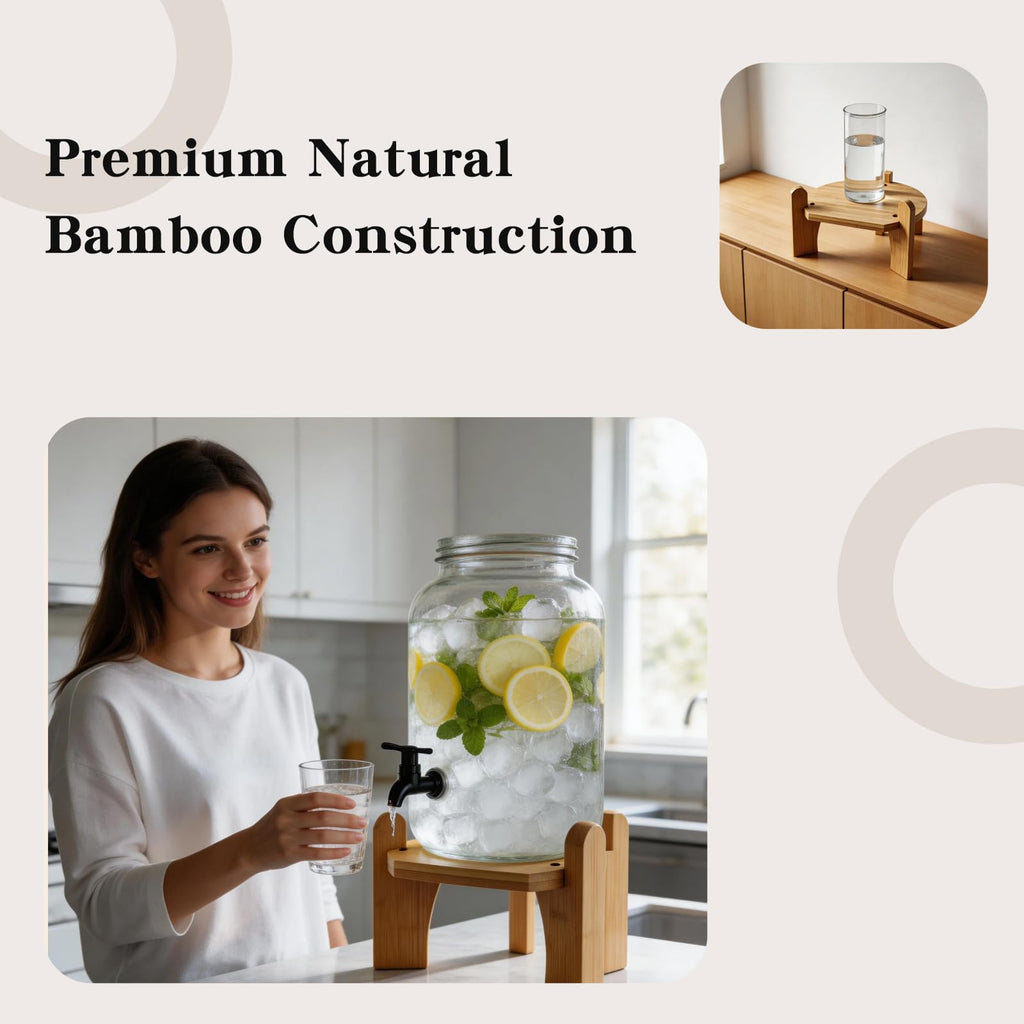 Beverage Dispenser with Bamboo Stand X4819