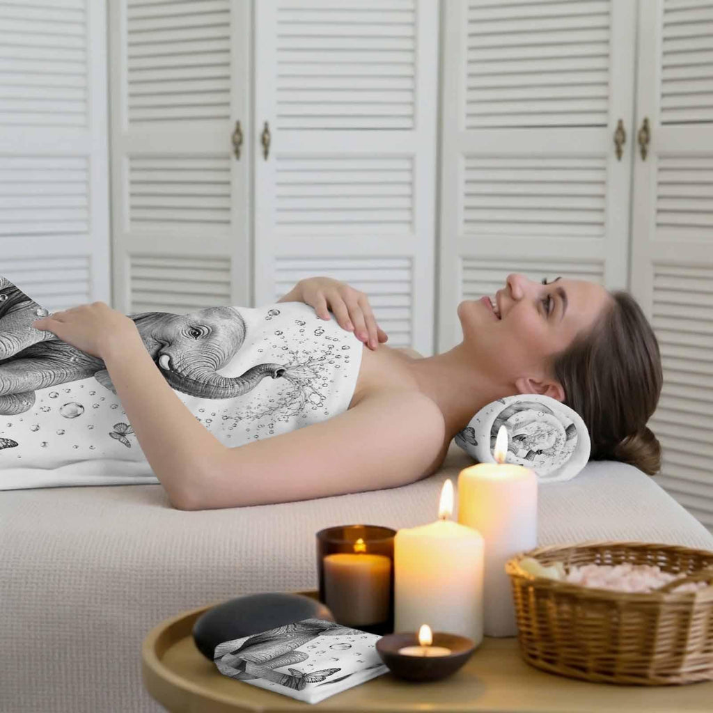 Gray Elephant Butterfly 3 Pack Cotton Bath Towel Set M33509