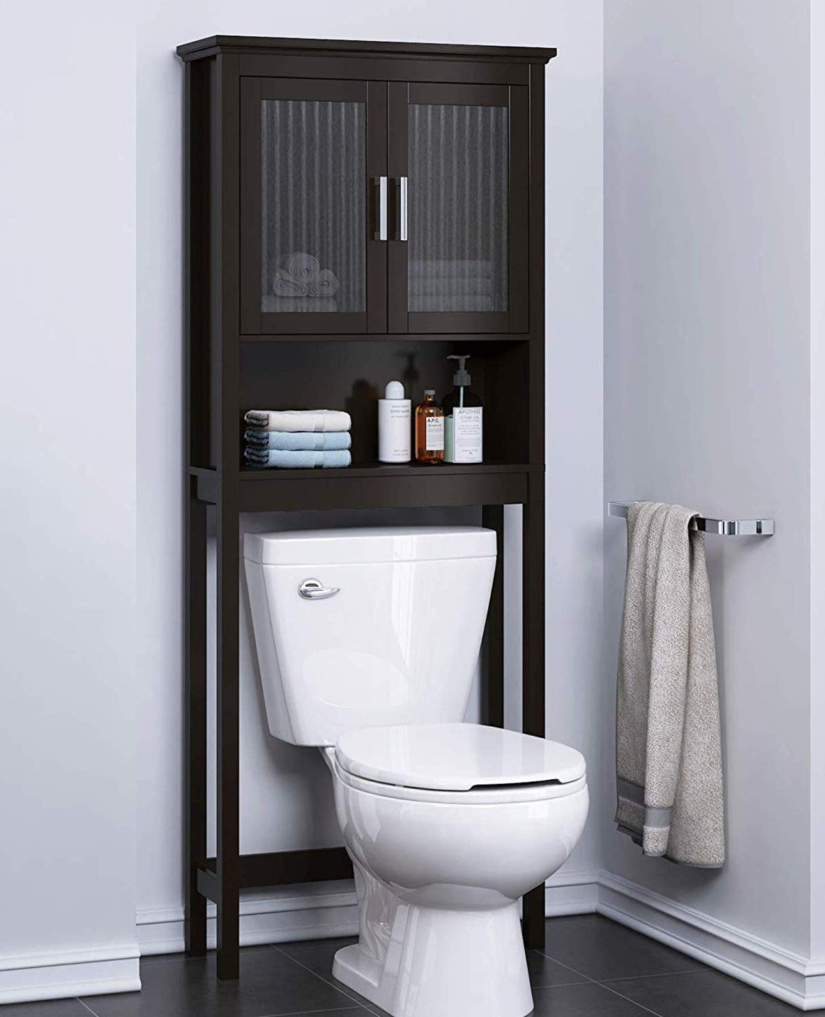 Over the Toilet Storage Cabinet with Glass Doors N8737