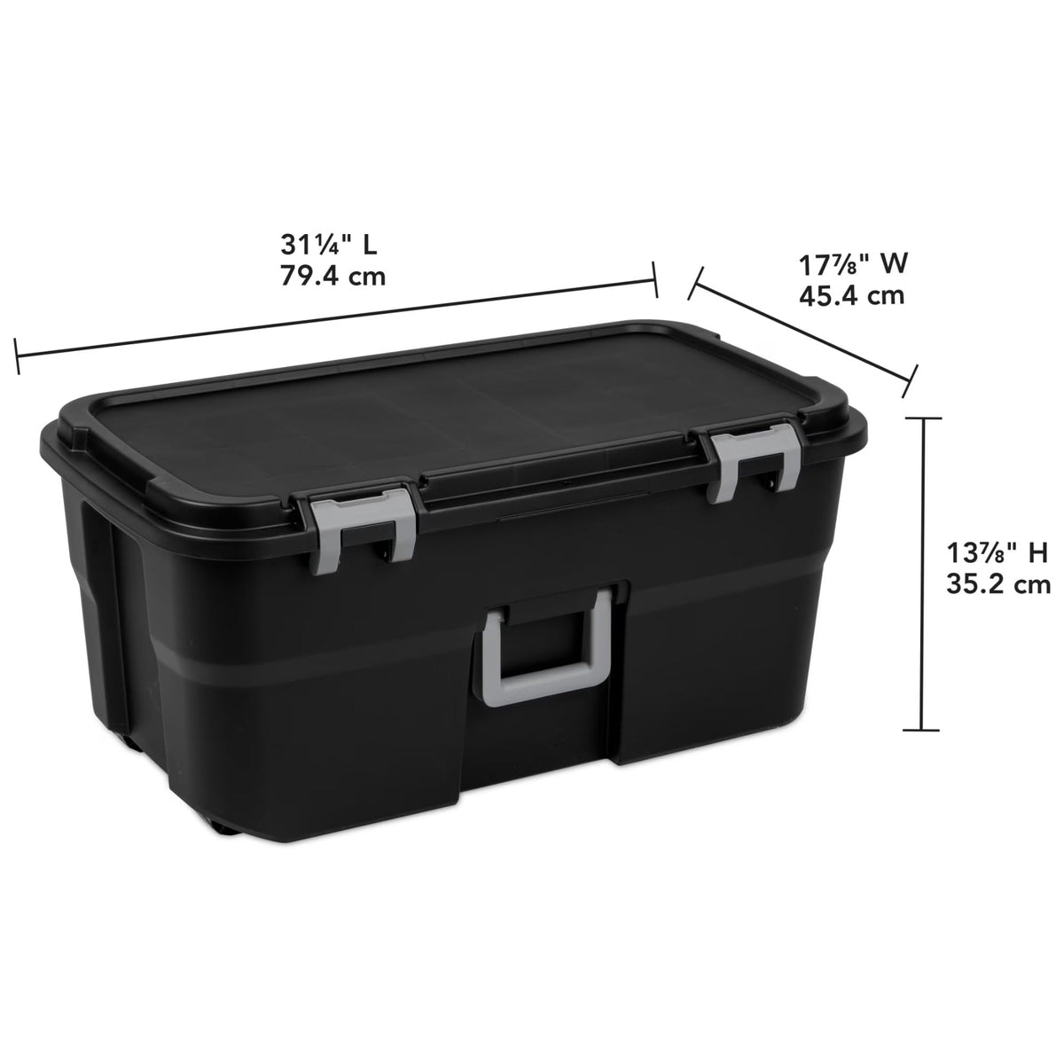 Black 22 Gallon Wheeled Plastic Footlocker V912979
