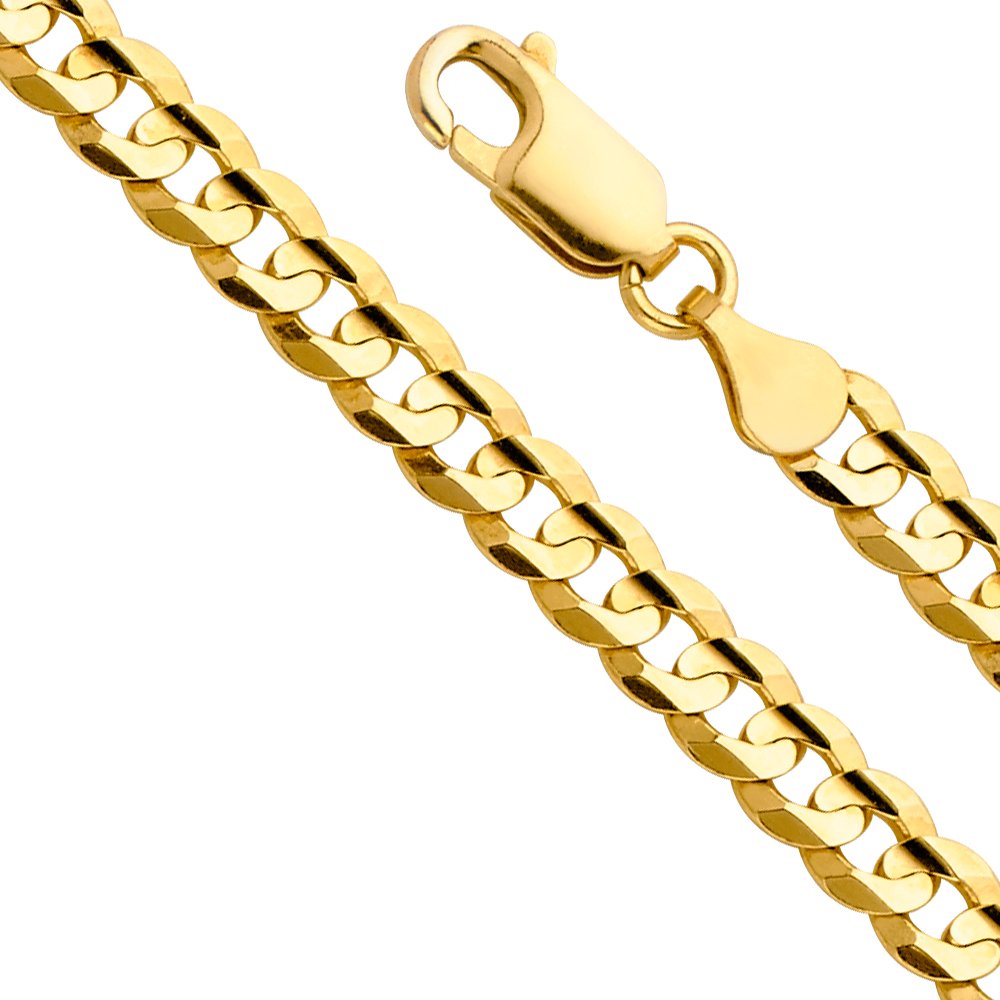 14k Yellow White Two Tone Gold Cuban Concave Curb Chain Necklace Bracelet O824