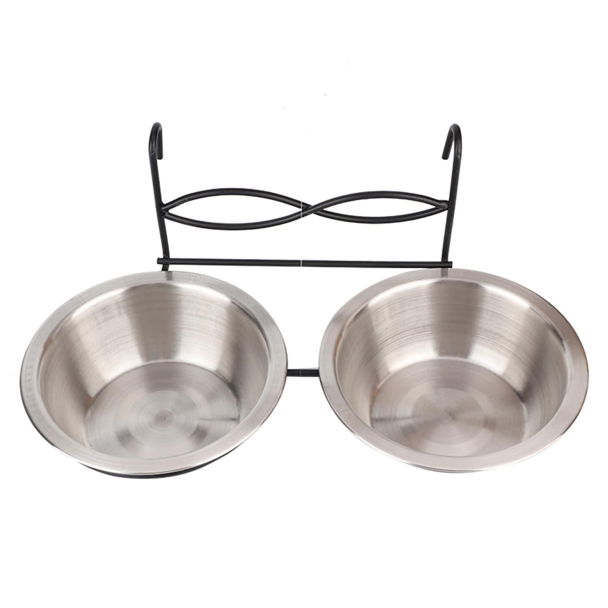 Stainless Steel Hanging Pet Bowls, 2 Bowls 1 Hook E8219